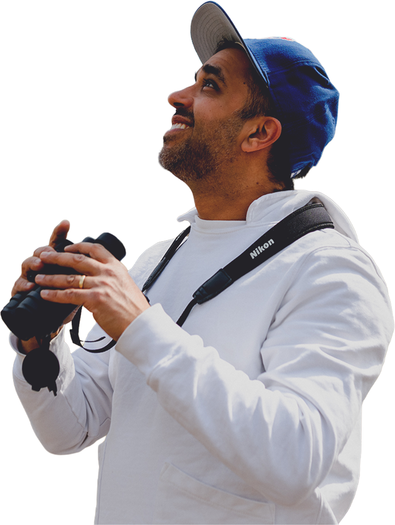 neil with binoculars